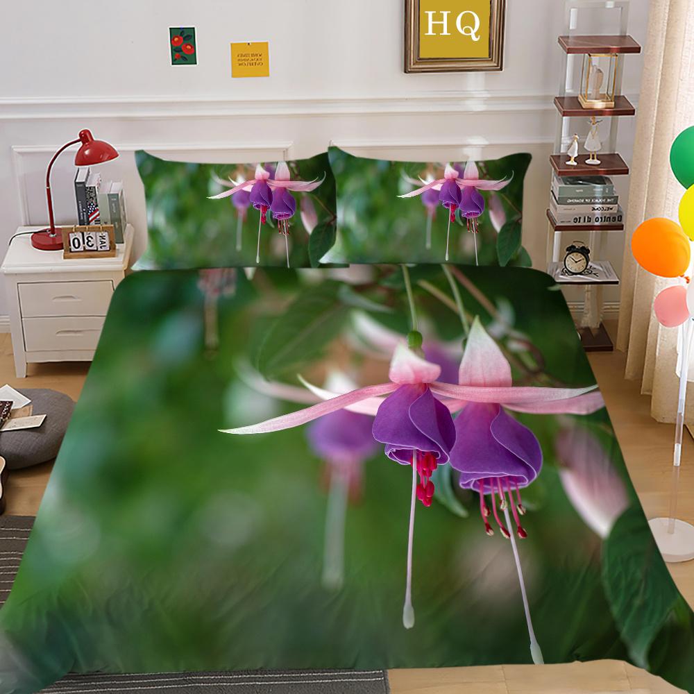 Flowers Printed Bed Set Cover Single Size Polyester Bed Clothes Girl Superior High Quality Bedroom Decor