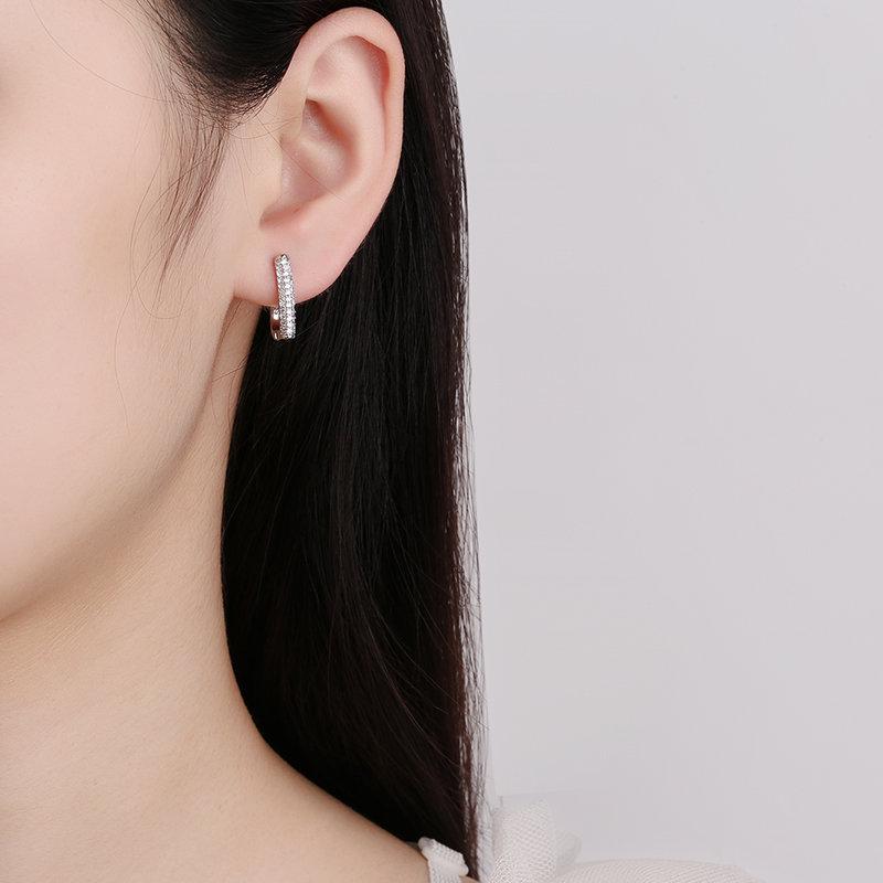 Elegant English Ear Buckle Zirconia Stud Earrings for Women - European & American Style