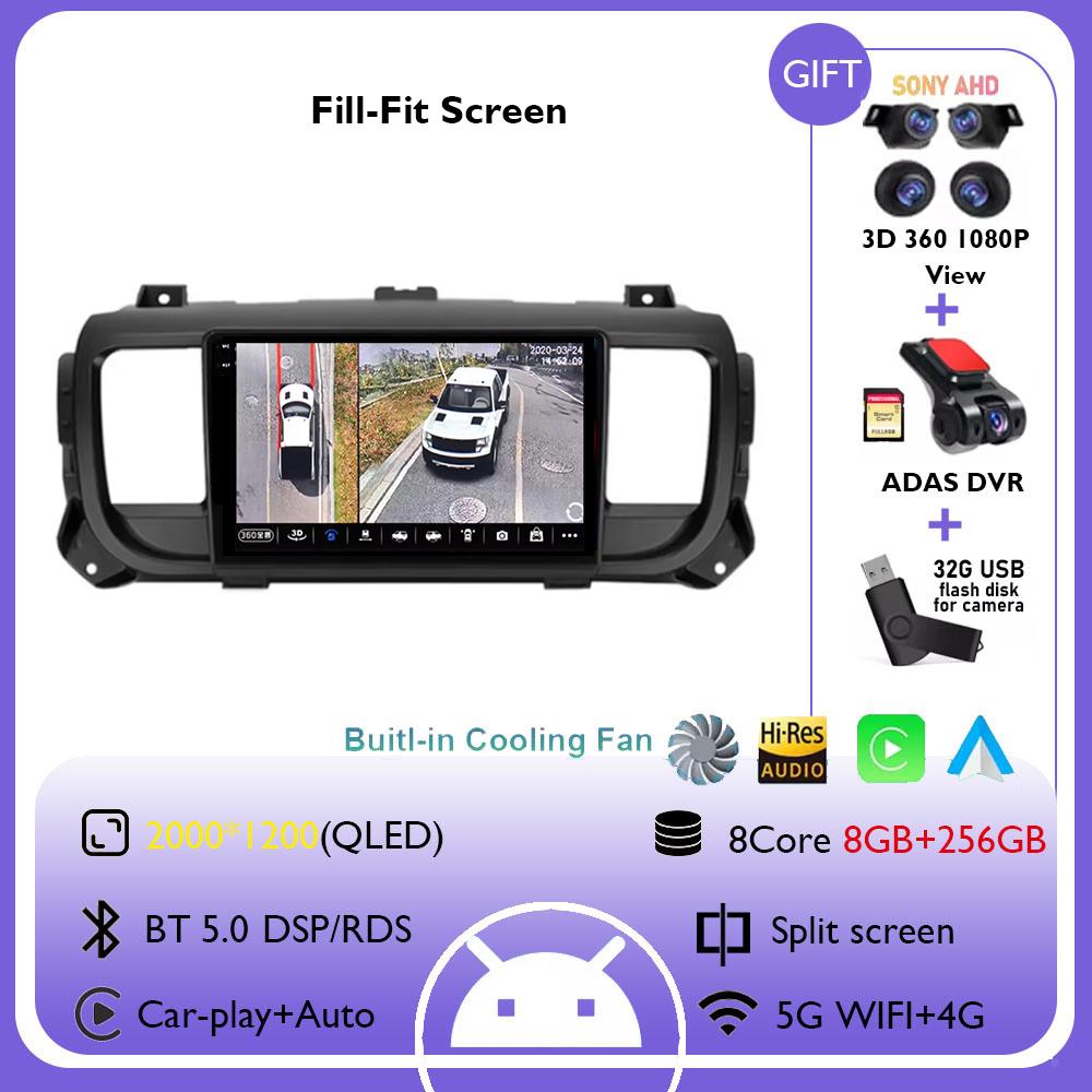 Android 14 Car Radio Multimedia Player For Citroen Jumpy III 3 SpaceTourer 1 For Peugeot Expert III 3 2016-2021 Carplay Stereo