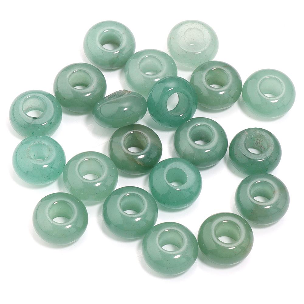 6pcs 14x8mm Natural Stone Beads Amethyst Tiger Eye Agate Jade Abacus Shape Big Hole Loose Beads for Jewelry Making DIY Bracelets