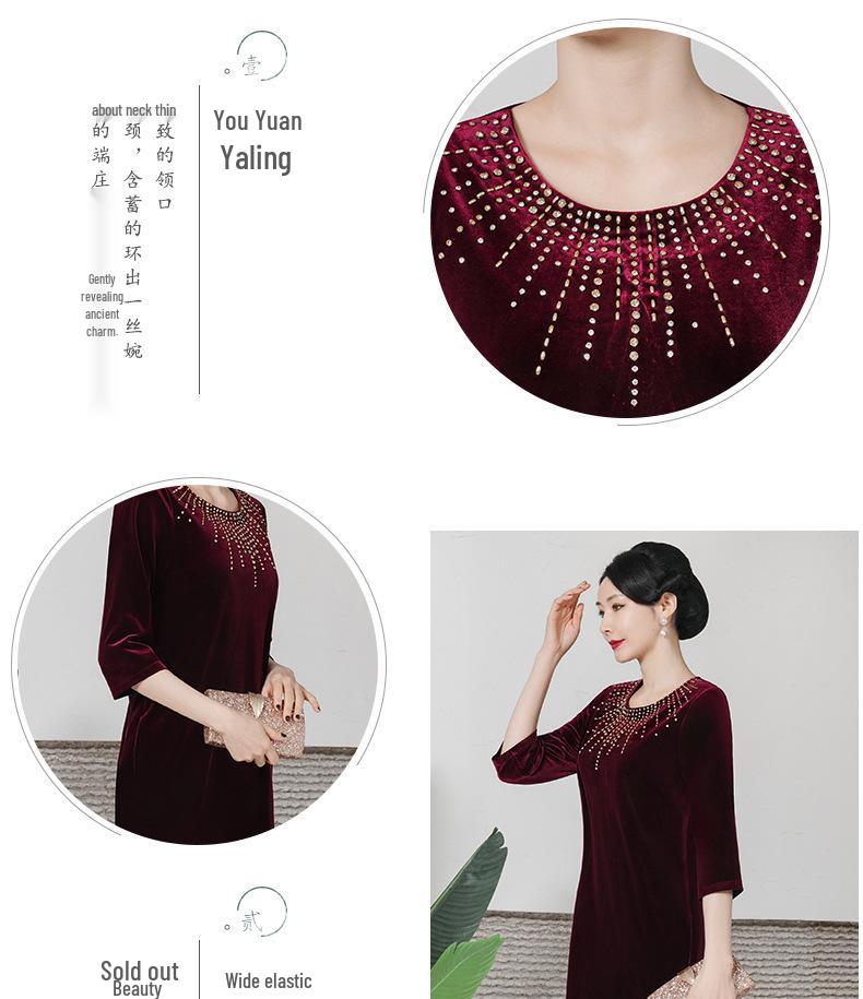 Qipao de terciopelo: Elegante vestido de otoño para un look juvenil y sofisticado.