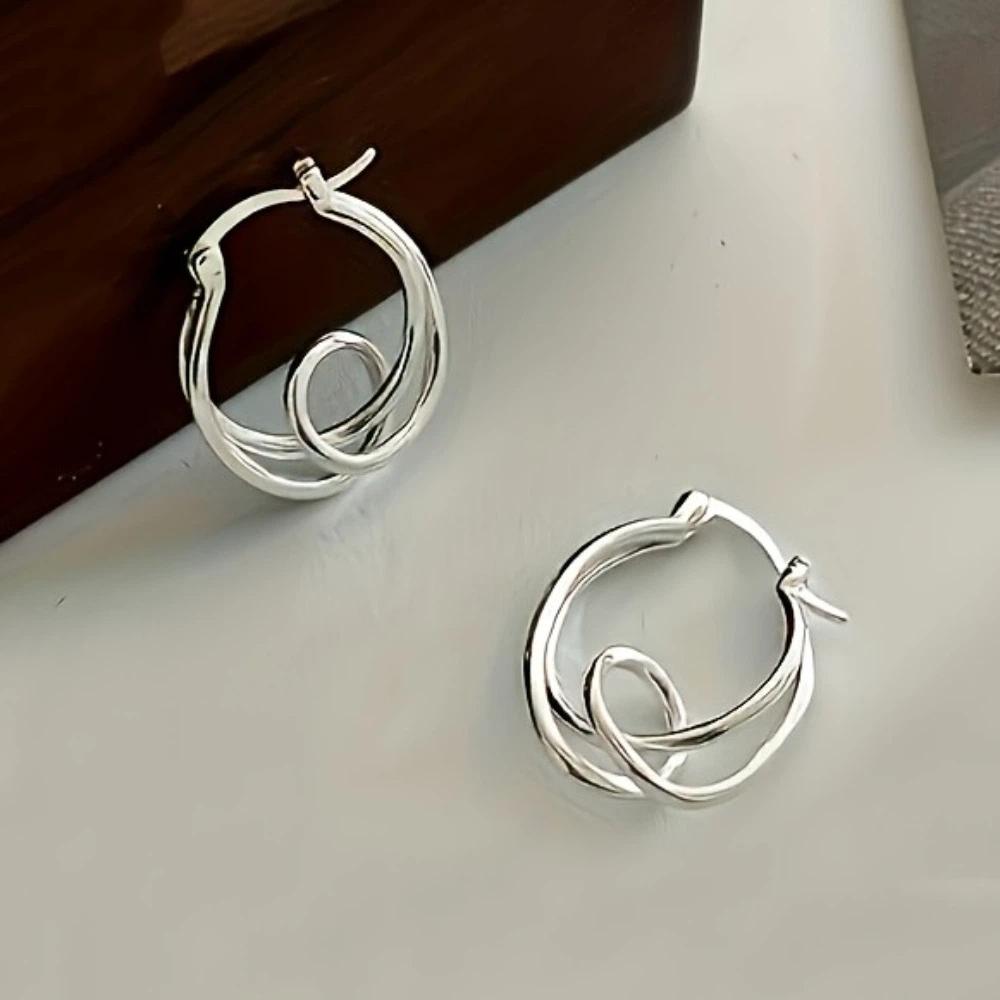 Double Layer Irregular Earrings Minimalist Personality Earrings Hoop Earrings  Party