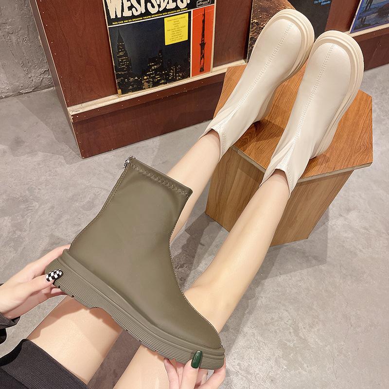 2025 Autumn New Platform Boots Women's Martin Boots White Single Boots Skinny Boots Women's Chelsea Boots Women's Short Boots