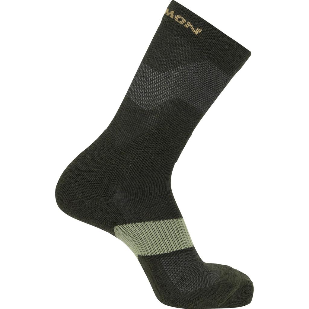 Salomon X Ultra Crew Lichen S Men's Socks, LC2166400, Peat/Deep Green/Kelp