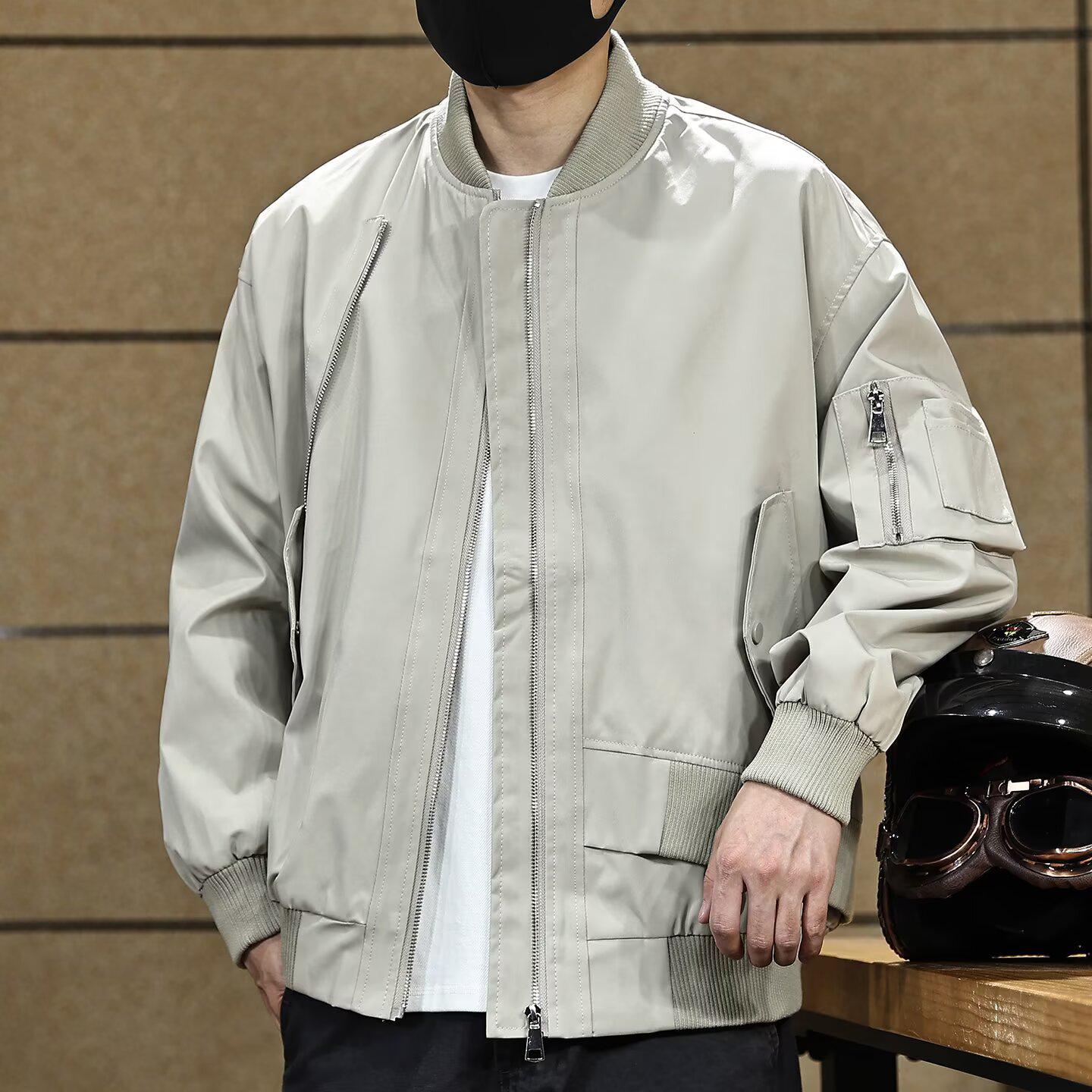 

Men s Japanese Multi-Pocket Baseball Collar Workwear Jacket, 2025 Autumn Collection Double Extra Large сірий колір