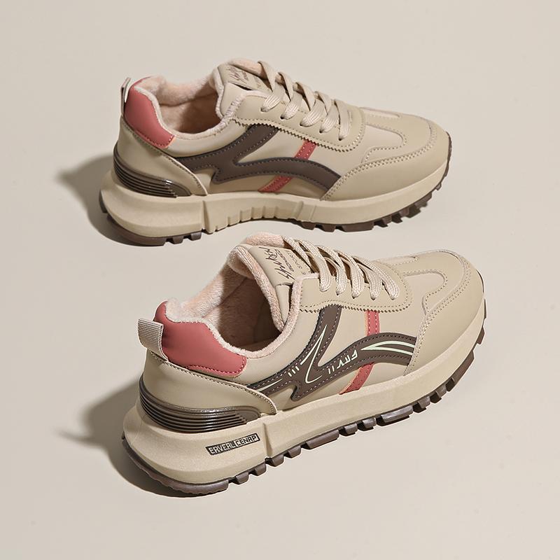 CRLAYDK Chunky Sneakers for Women Fashion Thin Fur Lined Winter Shoes Platform Ladies Casual Walking Sport Shopping Tennis