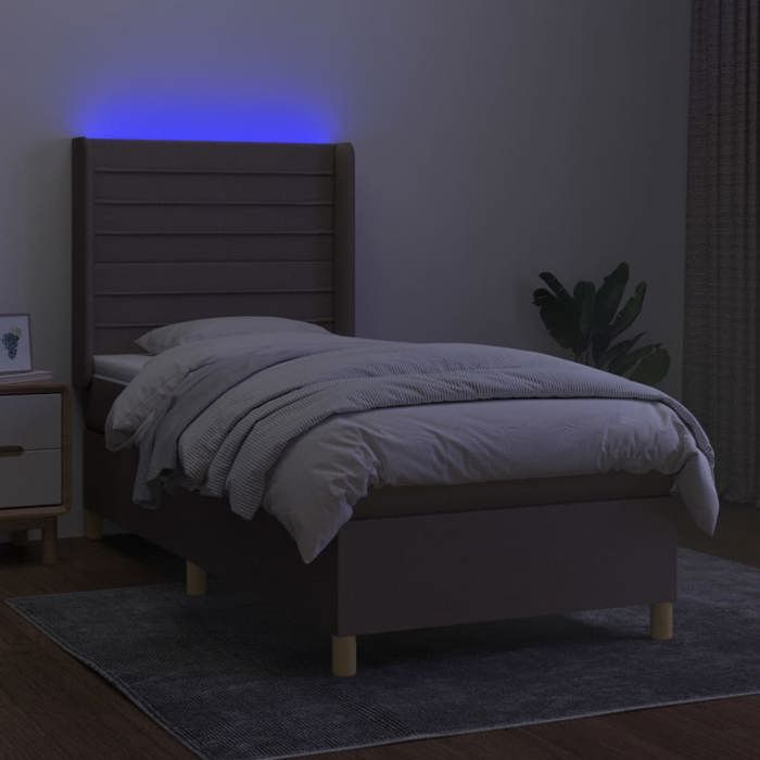 VidaXL Slat Bed Base with Mattress and LEDs, Upholstered Bed, Single Bed, Adult Bed for Interior Bedroom, 3138913