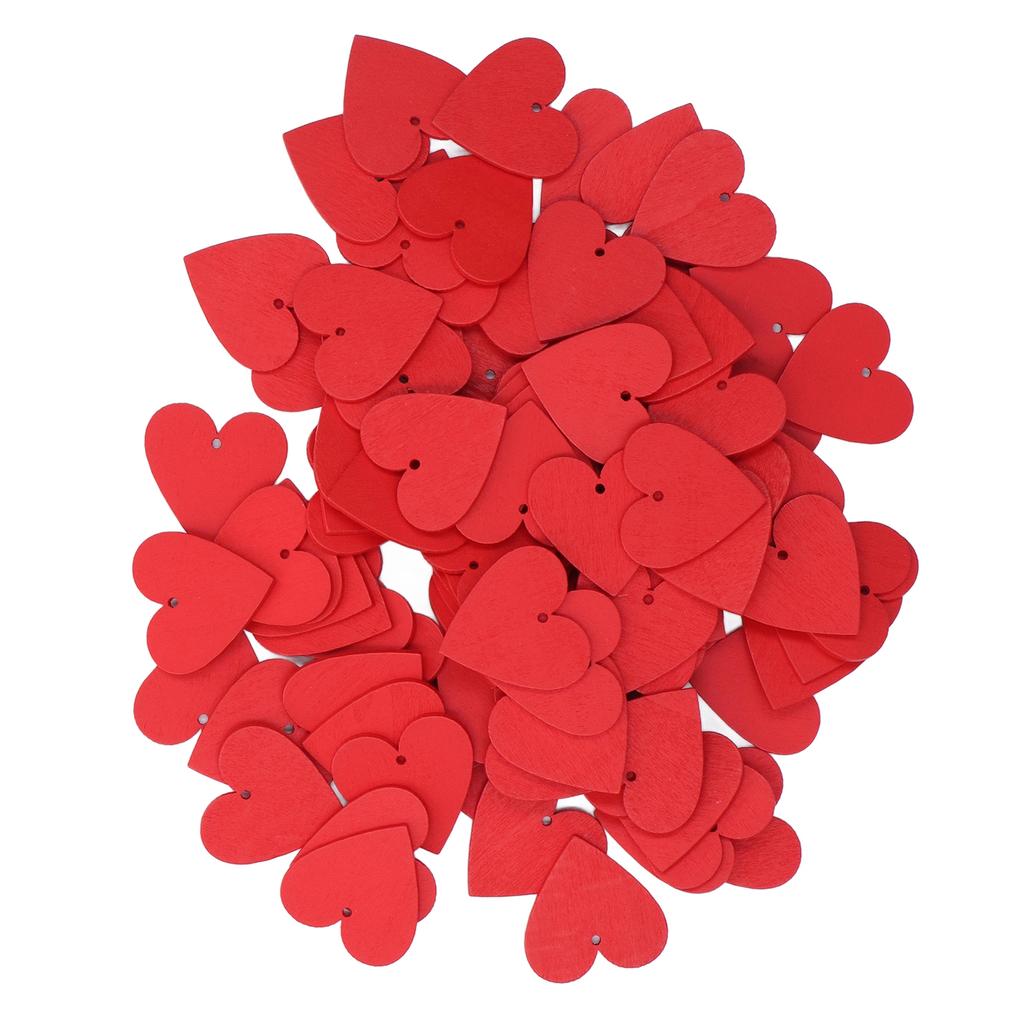 100Pcs Wooden Hearts Blank Glossy Surface Durable Eco Friendly Wide Application Wooden Tags for DIY Gifts Craft
