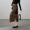 SOFSIL Retro Leopard Print Pleated A-line Skirt