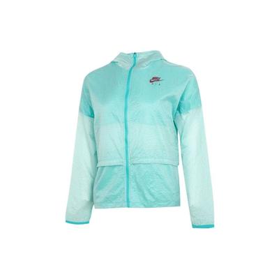 Solid Color Logo Zip Long Sleeve Hooded Jacket Women Jackets Washed-Teal DM7794-392