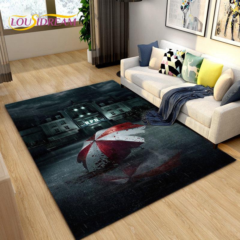 Resident Evil Game Gamer Area Rug Large,Carpet Rug for Living Room Bedroom Sofa Doormat Decoration,Kitchen Non-slip Floor Mat 3D