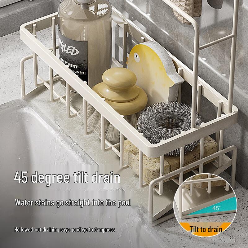 Foldable Carbon Steel Kitchen Sink Organizer with Knife Holder