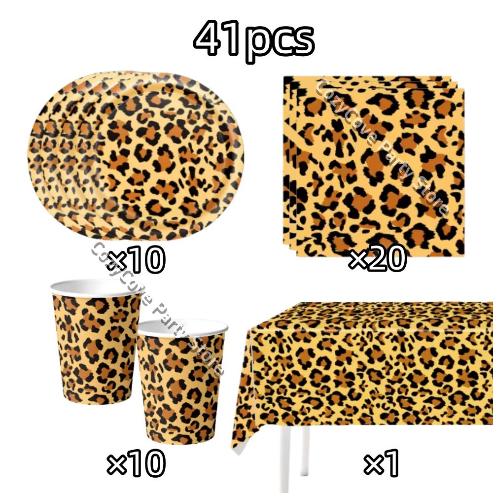 Rosa Leopard Geburtstagsparty Dekoration Tier Leopard Thema Geschirr Becher Teller Banner Ballons Geburtstagsparty Zubehör Geschenke