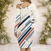 Women Plus Size Cold Shoulder Long Sleeve Printed Chain Strap Asymmetrical Hem Bodycon Dress
