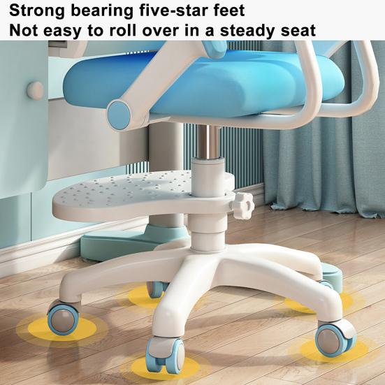 Upgraded Children Desk Chair with 360 Degree Wheels Height Depth Adjustable Kids Computer Chair Cute Children Study Chair (Blue, Pink)