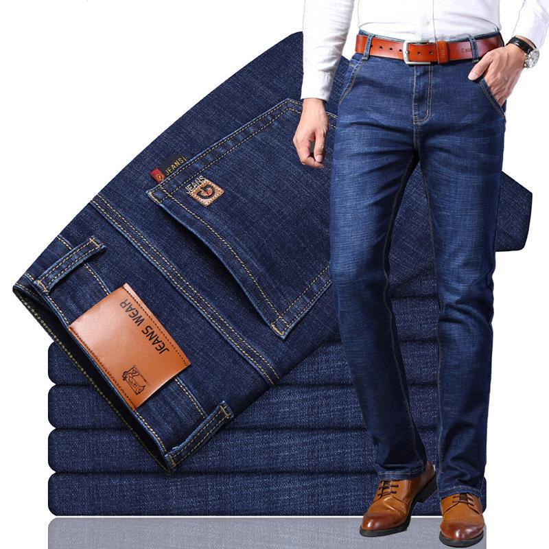 2024 Herren Elastische Slim Straight Jeans für Frühling und Herbst - Business Casual Loose Winterhose für mittleres Alter