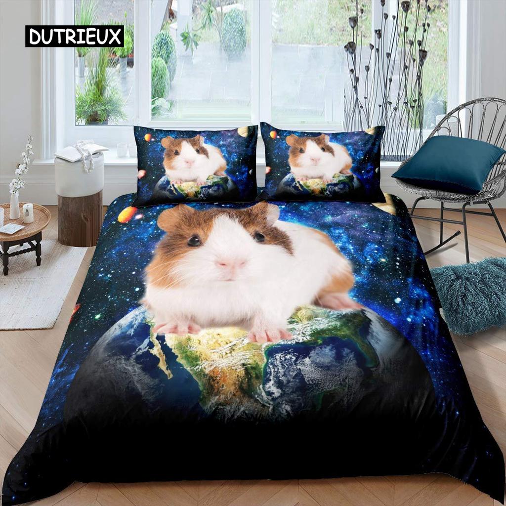 Marsvin Påslakanset Sött Marsvinsmönster Sängklädesset Djur Täcke Överdrag för Pojkar Flickor Trädgård Natur Polyester Sängklädesset