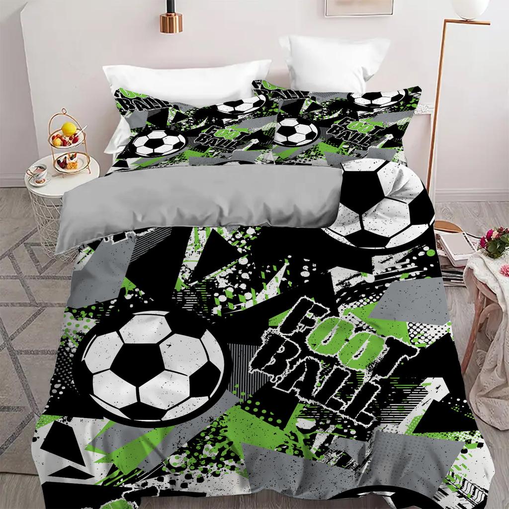 Football Pattern Printing Quilt Cover 3D Digital Printing Three-Piece Bedding
