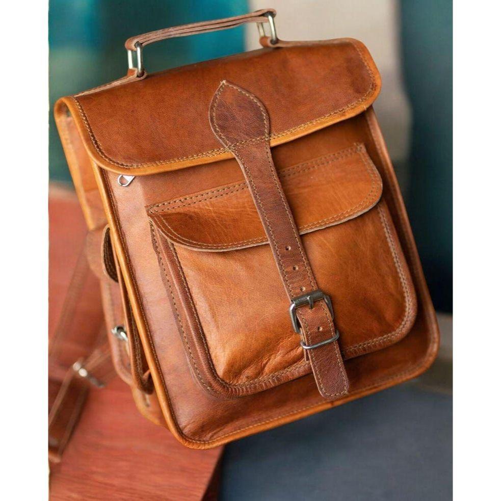 

Кожаный рюкзак для мужчин, Персонализированная сумка через плечо, Подарок шаферу, Дорожная сумка-мессенджер, Подарок на возвращение в школу для него или для нее 16 x 12 x 5 in