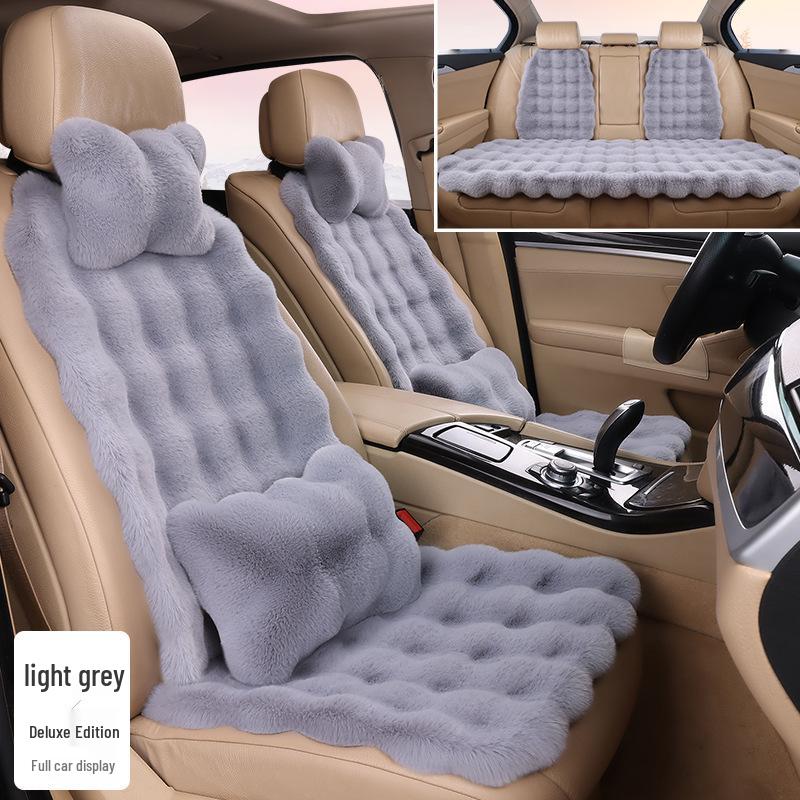 Plush Faux Rabbit Fur Car Seat Cushion: Luxurious Lumbar Support for Autumn and Winter Comfort