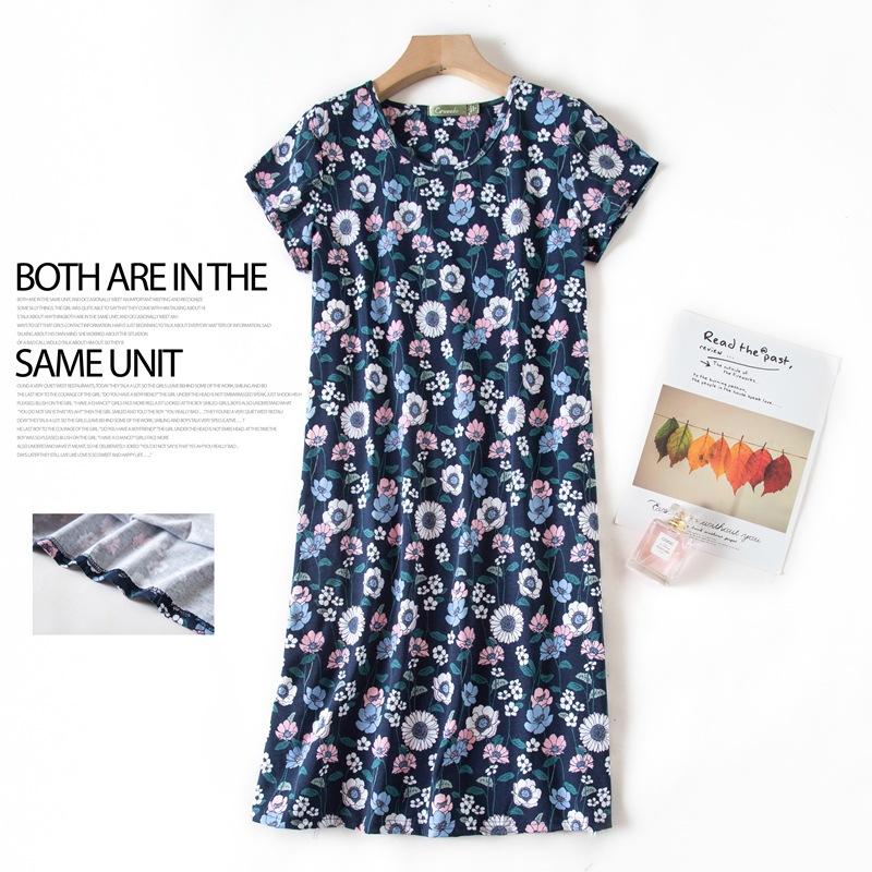 Plus size Estate Donna Camicia da notte Manica corta Simpatico cartone animato pigiameria dolce O Collo Camicie da notte Pigiama Pigiama da donna in cotone