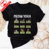 Cat Yoga Shirt Funny Casual Tee Meditation Pilates Asana Wear Gift For Instructor Cat Lover Comfort Fit Yoga Practice Apparel
