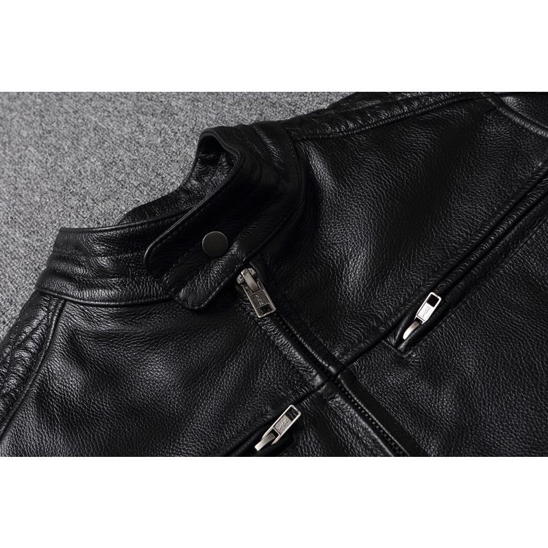 Chinese Size Men Leather Jacket Genine Cowhide Leather Motorcycle Style Cow Jackets for Men Autumn