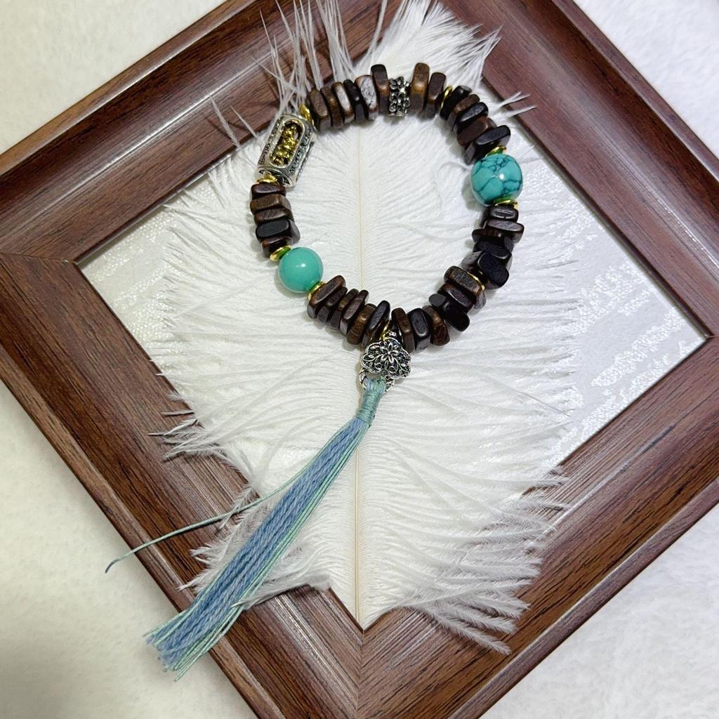 Original Chinese Agarwood Multi-Treasure Bracelet for Women - Natural Wood Beads, Retro High-End Style