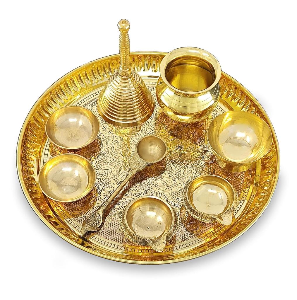 Brass Pooja Thali Set 20.32CM