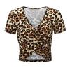 2020 Summer V-neck Slim Fit Leopard & Snake Print Crop Top T-shirt for Women