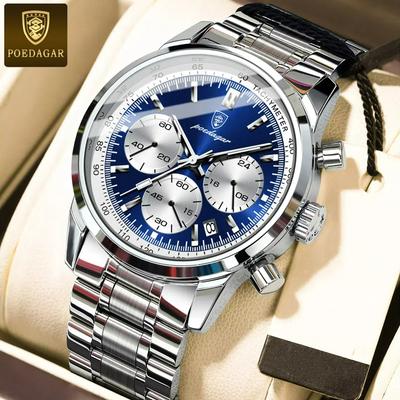 Luxury Chronograph Men Watch Waterproof Luminous Date Stainless Steel Quartz Watch for Men Military Men's Watches