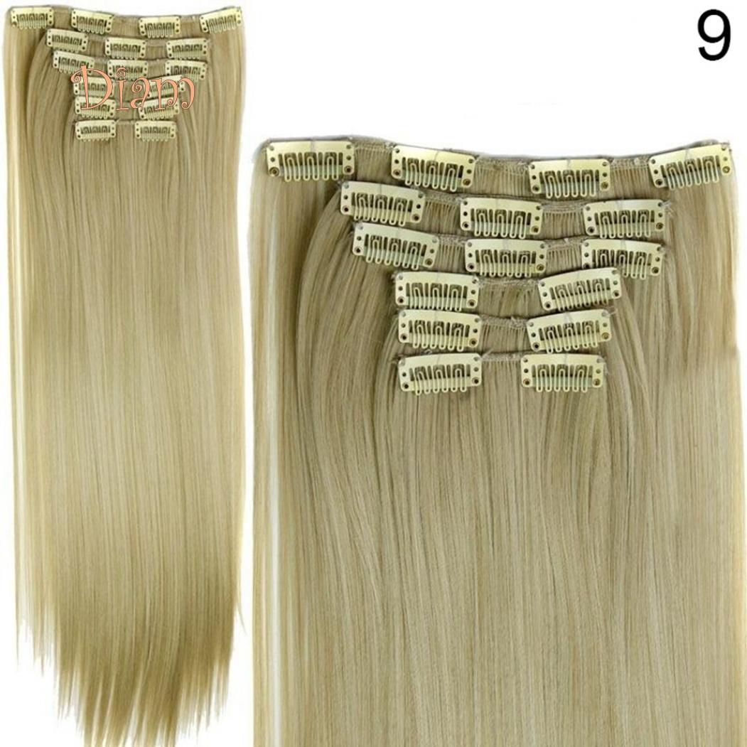 

Пряма термостійка перука для нарощування волосся Diamo Temperature Fiber Clip 9#