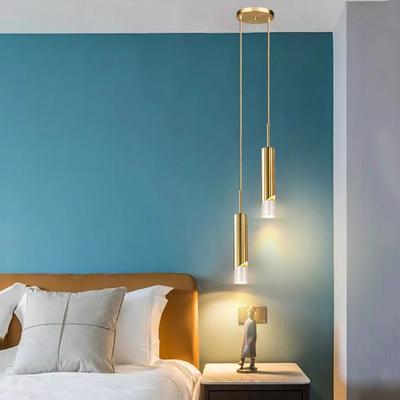 7W Nordic Pendant Lights Acrylic Long Tube Bedroom Bedside Hanging Light Black Golden LED Pendant Lamp For Bar Restaurant Decor