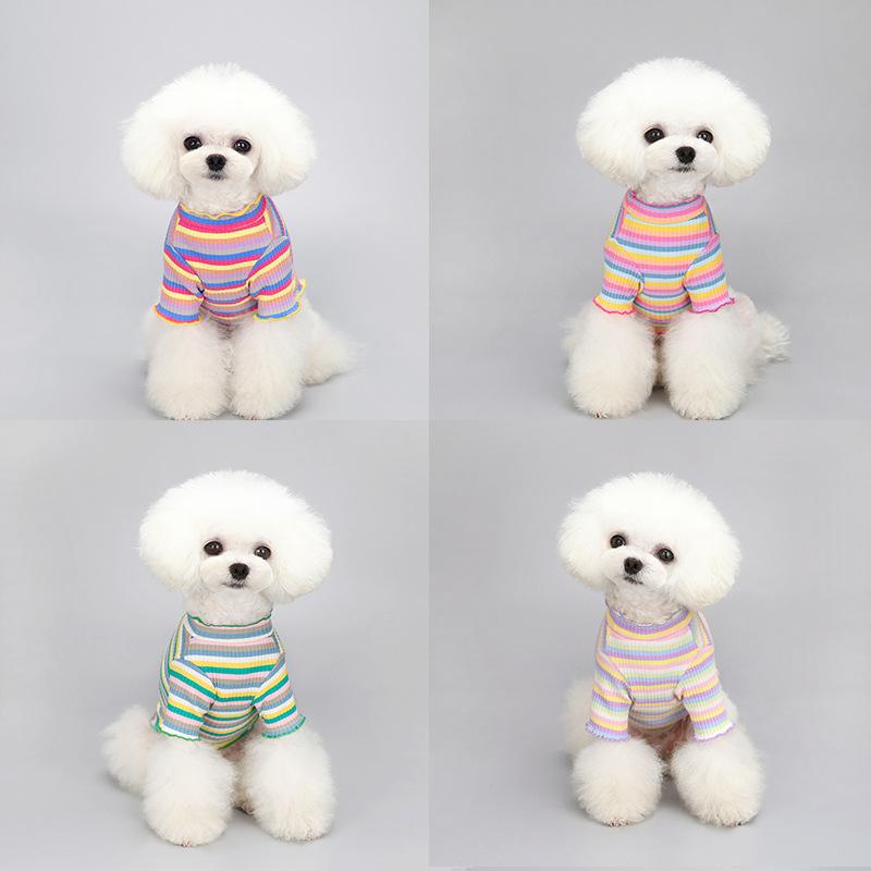 Cotton Rainbow Pet Sweater Spring and Autumn Small Dog and Cat Clothing