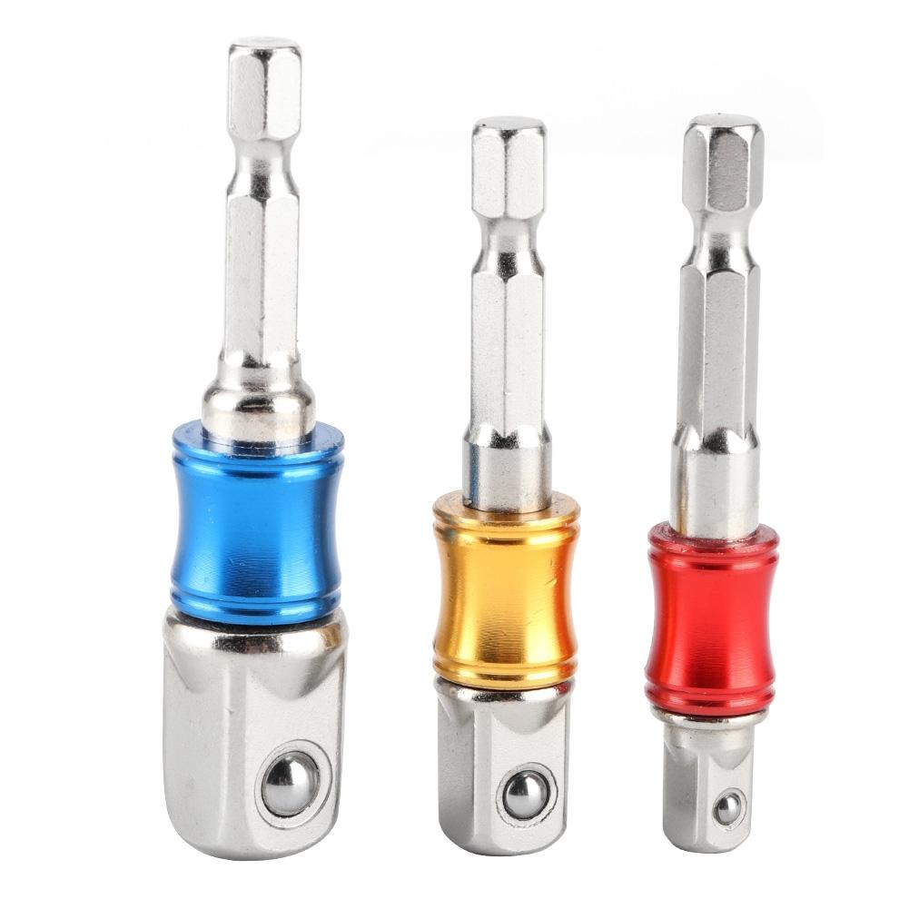 3Pcs/Set Hex Drill Bit Socket Adapter Drive Electric Impact Driver 1/4in 3/8in 1/2in Drill Bit Driver Socket Shank Adapter