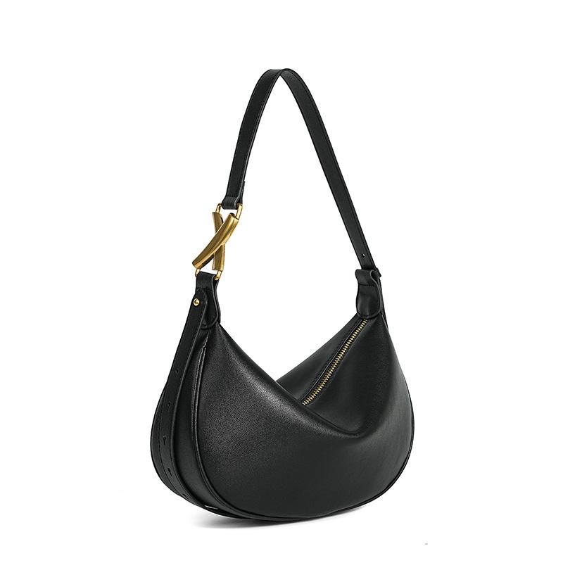 Portable Leather Premium Shoulder Bag Cowhide Exquisite Messenger Bag Commuter Versatile Underarm Bag Women's Dumpling Bag