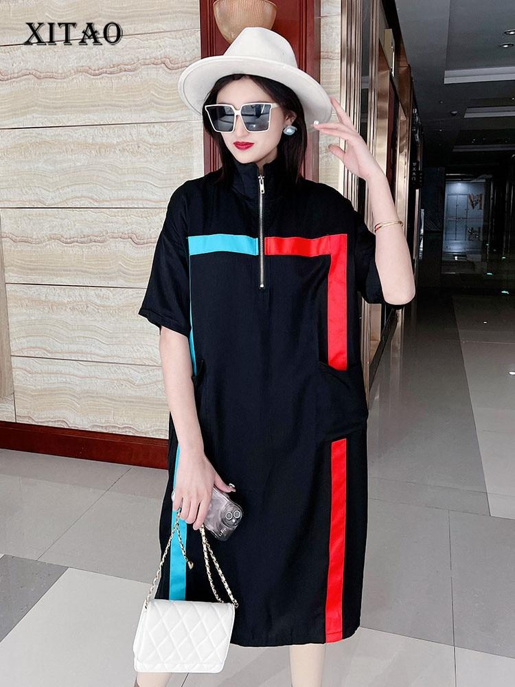 

XITAO женское модное платье повседневное свободное платье с принтом веера богини WLD13667