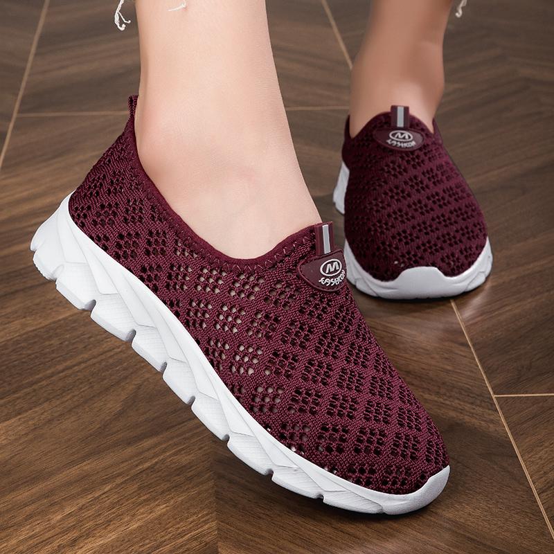 Summer Outdoor Casual Shoes Women's Mesh Breathable Flat Light Sneaker Female Loafers Casual Hollow Out Outdoor Flats Zapatos