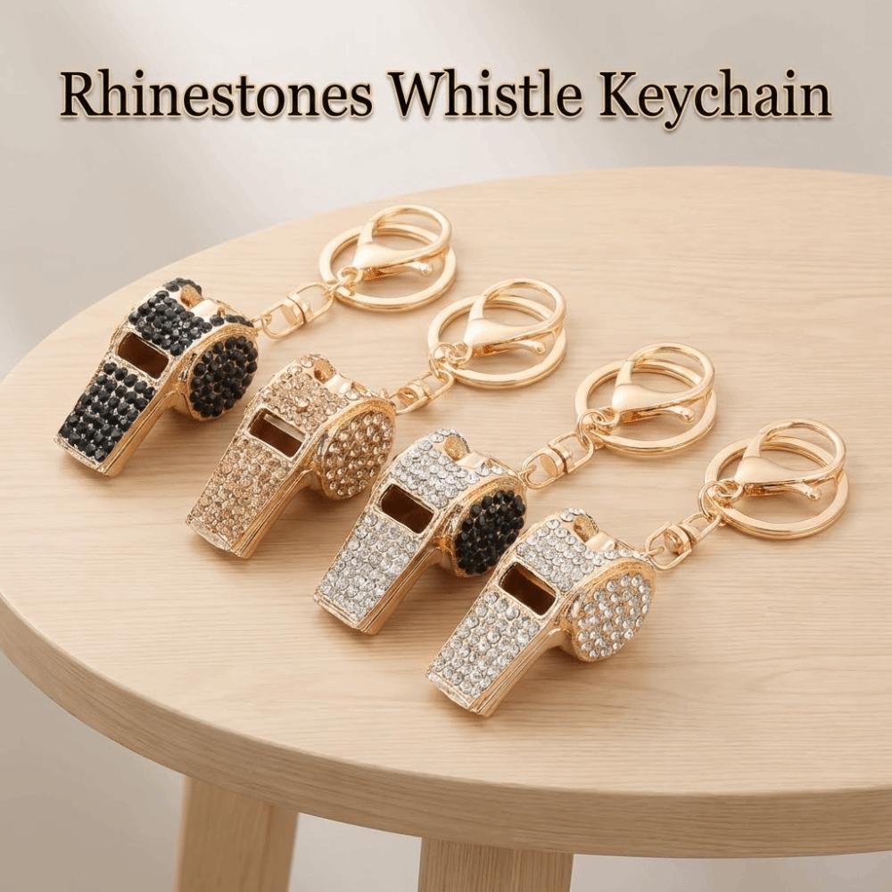 Luxury Rhinestones Whistle Keychain Creative Shining Whistle Pendant  Bag Ornament