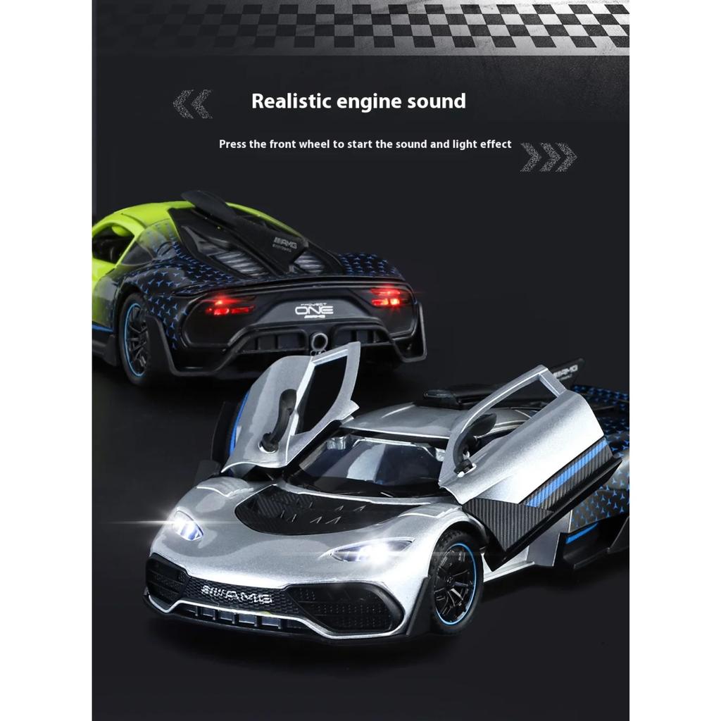 1/32 Benz One Boxed Alloy Die-cast Supercar Model, Children's Toy Car with Sound, Boys' Birthday Gifts, Holiday Gifts, Desktop Ornaments