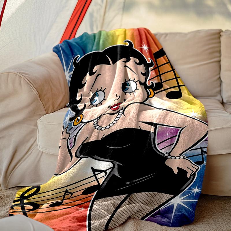 1pc Comfortable Home Print Throw Blanket, Betty Boop Blanket For Bed and Sofa Use, Special Present For Family