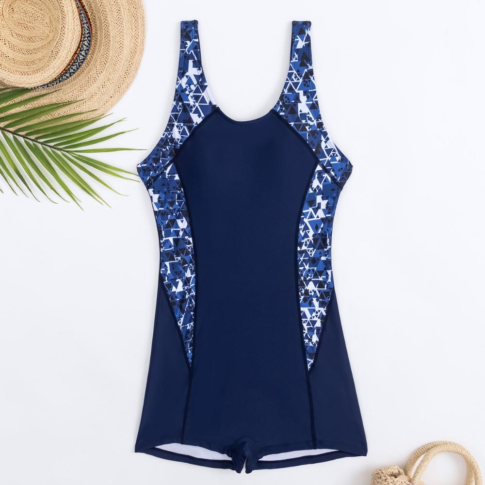 Fashion One-Piece Sports Swimsuits Patchwork Soft Sports Bathing Suit Quick-Drying Women Swimwear Women