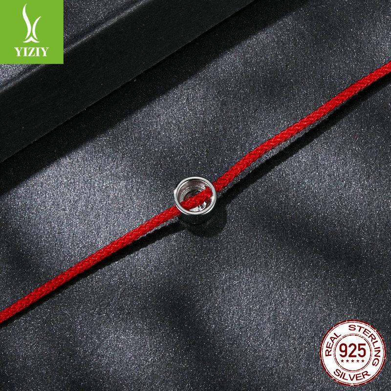 Delicate Moissanite Red Rope Lucky Bracelet, New Year'S 50-Point Mozzarella Diamond S925 Silver Bracelet.