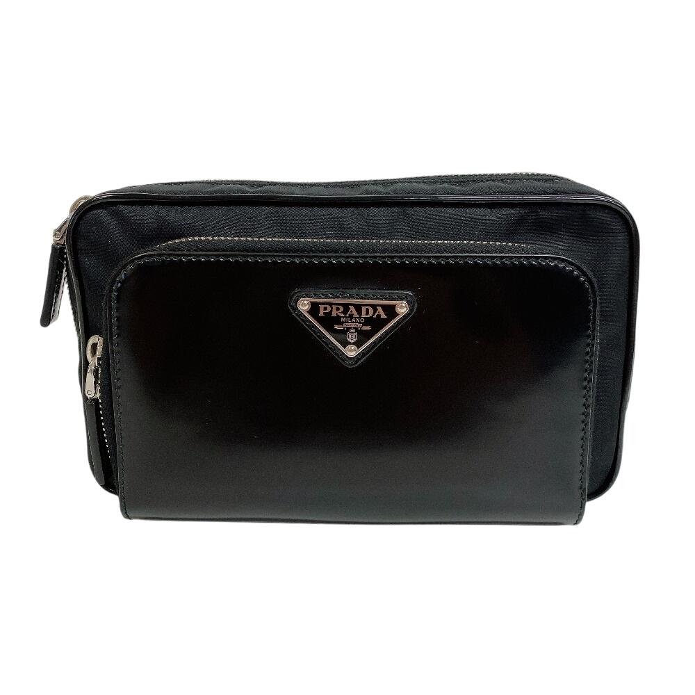 

PRADA 2VH156 Triangle Plate Shoulder Bag Waist Bag Nylon body bag black Nylon unisex Used