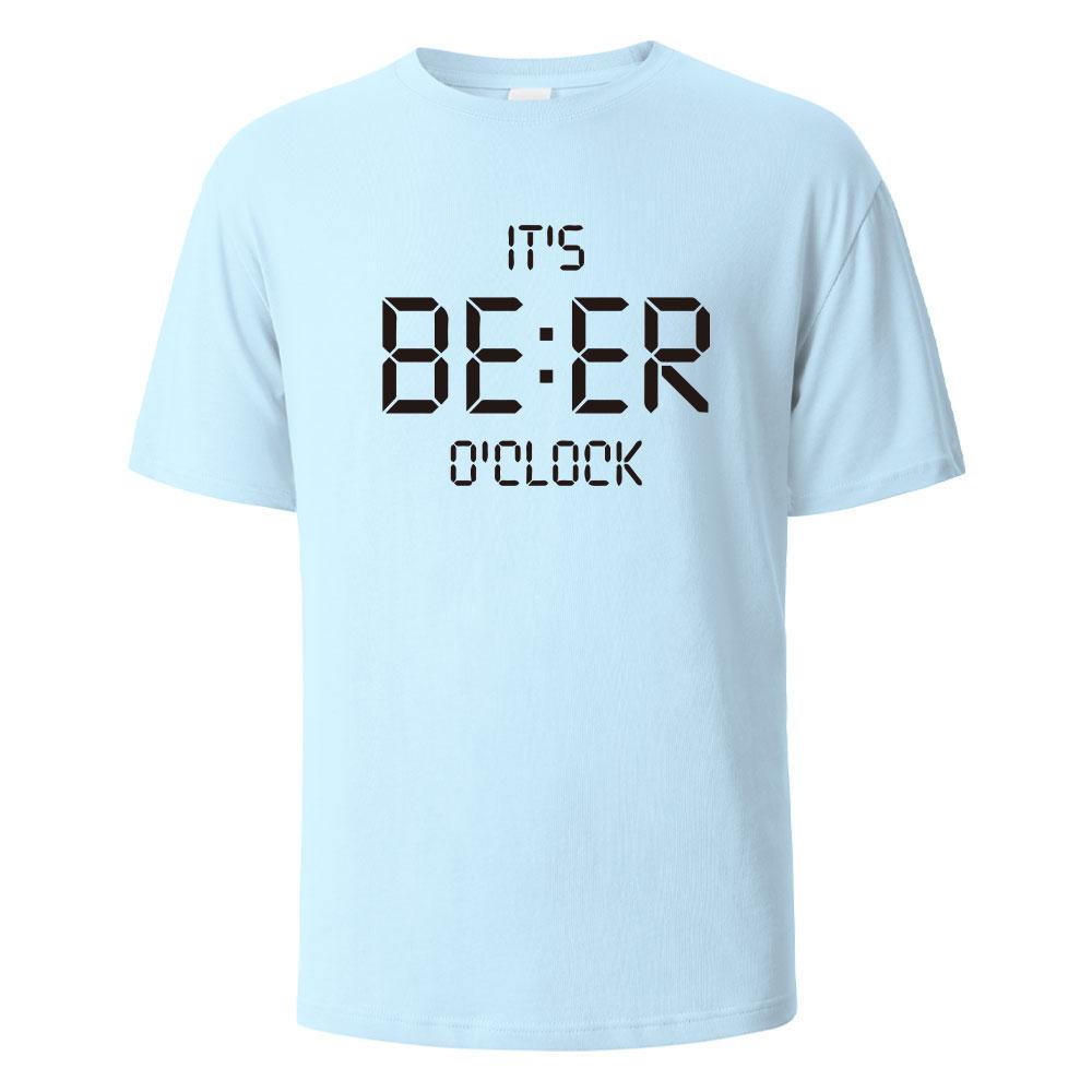 Its Beer Oclock Print TShirt 100 Cotton Summer Tees For Men Women Oversize Casual Tops