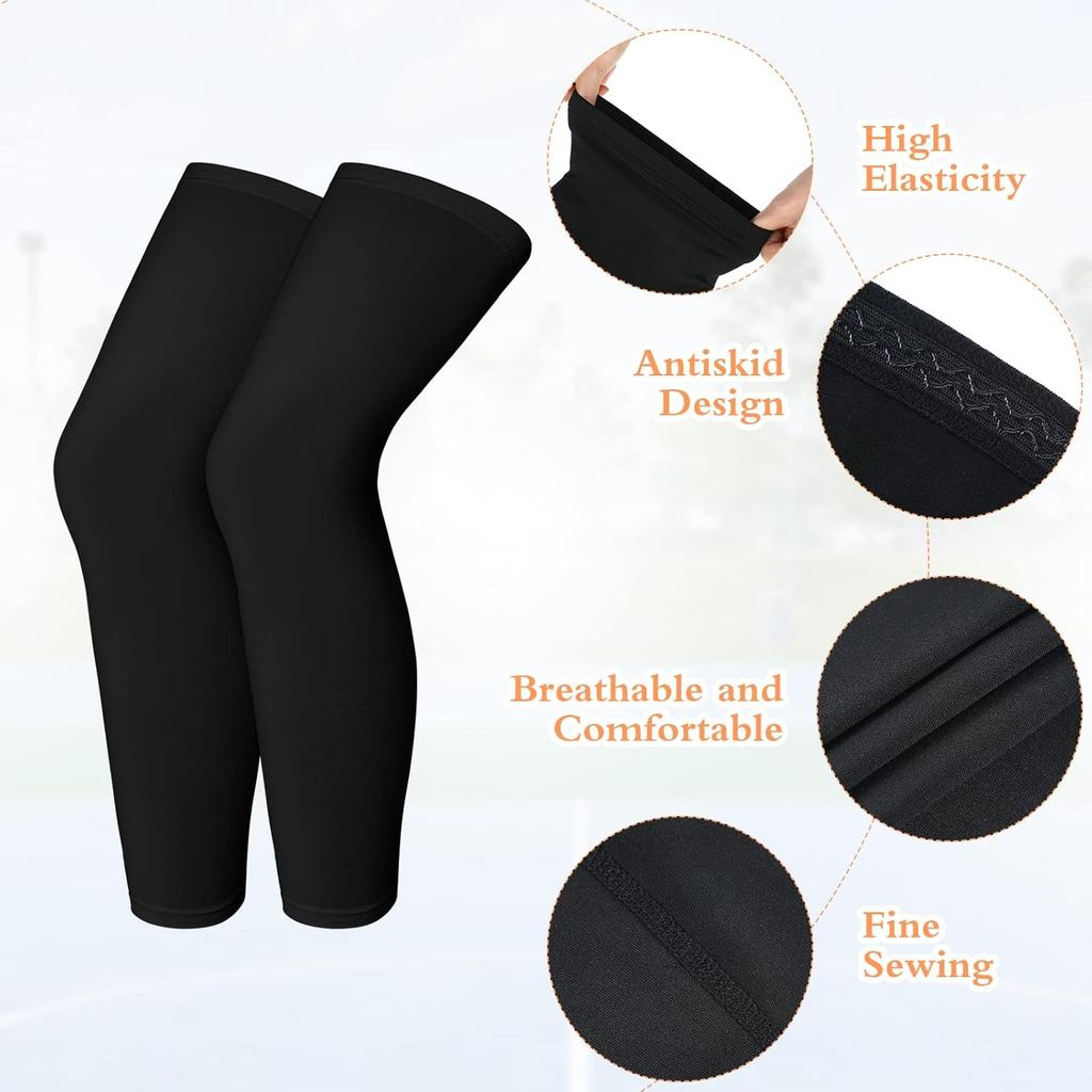 1Pair Kids Long Compression Boys Leg Sleeves Non Slip UV Protection Thigh Calf for Kids Boy Girl Youth Legs Sleeve Running Sport