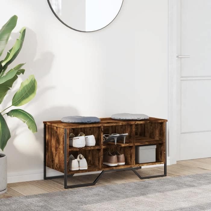 VidaXL Shoe Cabinet Smoked Oak 90x38x45.5 Cm Engineered Wood, Shoe Rack, Storage Cabinet of 848641