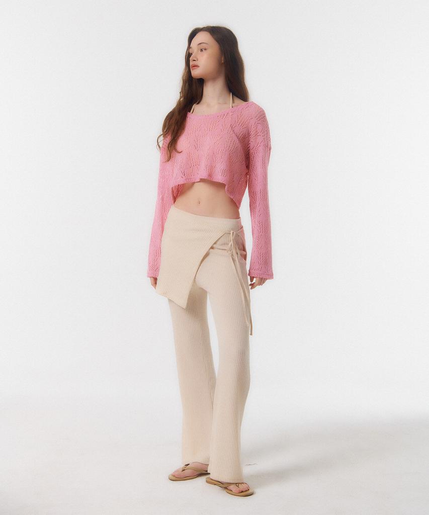 Kkuape Crop Cover-Up Knit Top_Neon Pink