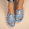 Fashion Unisex Slides New Women Slippers Peep-toe Sandals Outdoor Casual Canvas Denim Slippers Flat Home Slippers Large Sizes 36-43