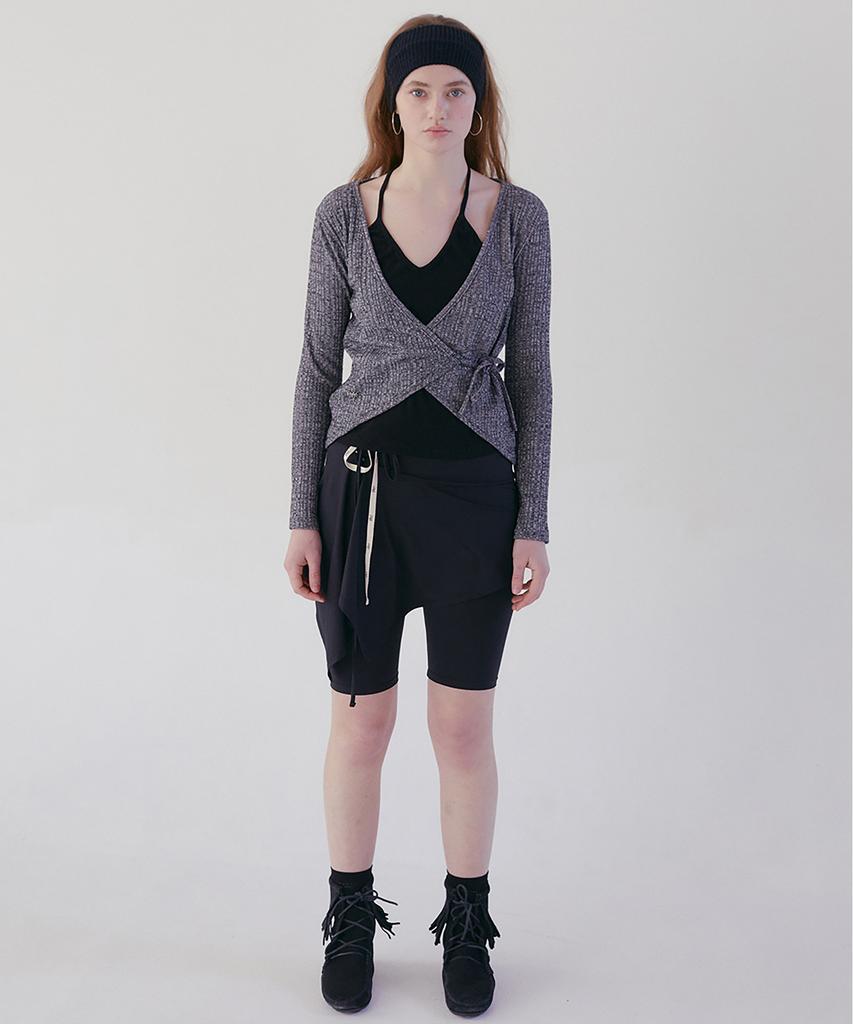 Sopeuteuseoul Inner Sleeveless Wrap Cardigan_Melange Charcoal